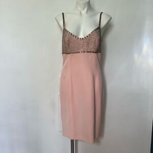 Oleg Cassini black tie beaded pink formal dress with jacket mother of bride